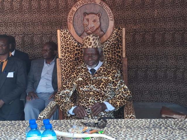KONGOLA, 21 September 2025 - Mfumu (Chief) Joseph Tembwe Mayuni III of the Mashi Traditional Authority in the Zambezi Region pictured at the annual Tulikonge Cultural Festival on Sunday.

(Photo: Contributed) NAMPA
