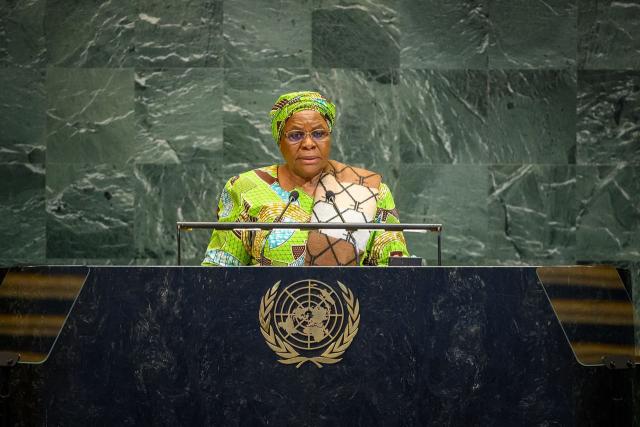 Windhoek, 23 September 2025 (NAMPA) - President Netumbo Nandi-Ndaitwah at the High-Level Meeting on the Thirtieth Anniversary of the World Conference on Women in New York on Monday. (Photo by: Namibian Presidency) NAMPA