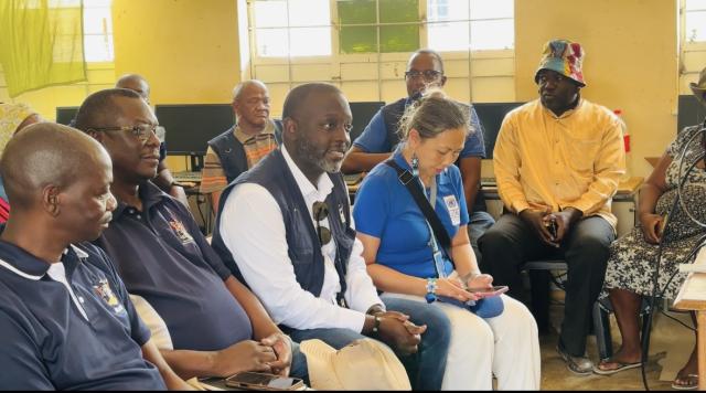 OTJIMBINGWE, 24 September 2025 - UNDP Deputy Resident Representative Christian Shingiro (in white shirt), Head of Experimentation at UNDP Namibia Accelerator Lab, Dr Yrika Marietz and Deputy Director in the Ministry of Home Affairs and Chief Registrar Jackson Wandjiva photographed during the e-ID campaign at Otjimbingwe. (Photo by: Isabel Bento) NAMPA