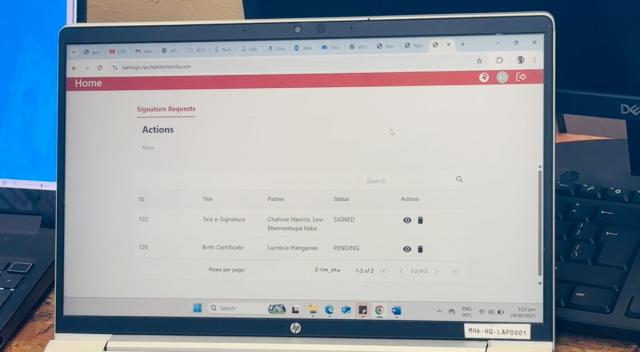 OTJIMBINGWE, 25 September 2025 - Computer screen showing online process of  the process to registration for the mobile identification (m-ID) at Otjimbingwe as part of two-day awareness and launch of the electronic national identity card (e-ID) pilot project in the area. (Photo by: Isabel Bento) NAMPA
