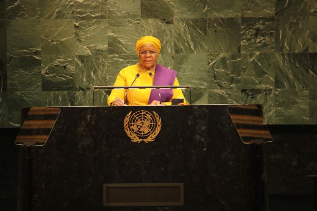 WINDHOEK, 24 September 2025 - President Netumbo Nandi-Ndaitwah delivering her address at the UN General Assembly (Photo: Contributed) NAMPA
