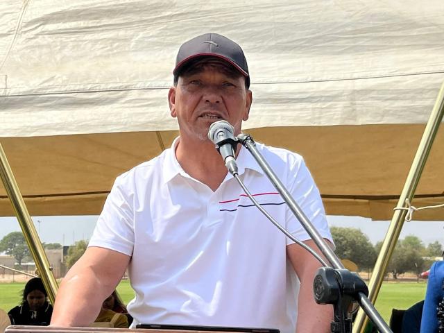 REHOBOTH, 26 September 2025 (NAMPA)- The Hardap Governor, Riaan McNab at the official launch of the Hardap Governor Cup in Rehoboth on Friday.
(Photo: MICT) NAMPA