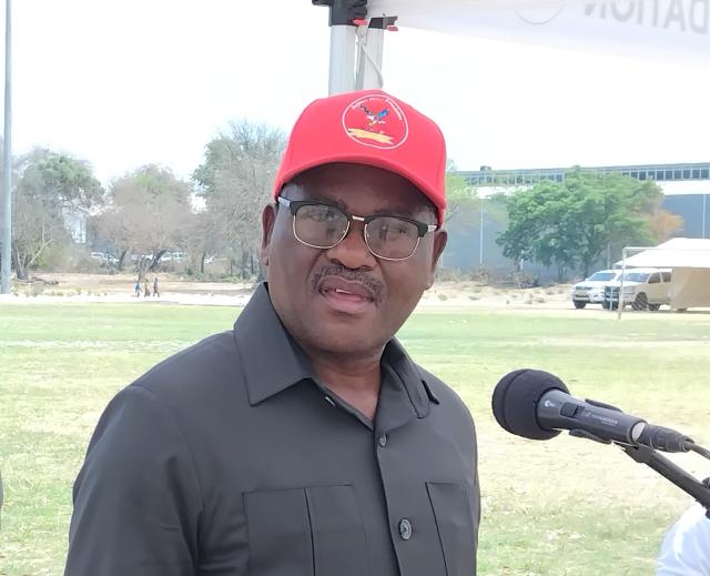 KATIMA MULILO, 27 September 2025 - Air Marshal Martin Kambulu Pinehas speaking at the celebration of the Namibian Defence Force annual Fellowship Day at Katima Mulilo on Saturday.

(Photo: Michael Mutonga Liswaniso) NAMPA


