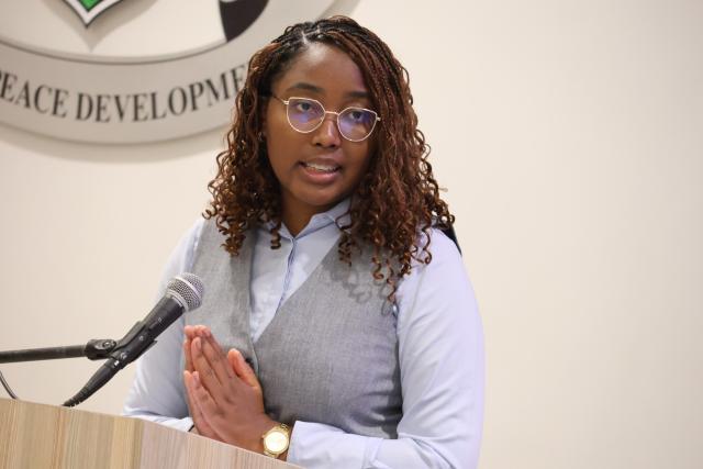 OTJIWARONGO, 02 October 2025 - The Minister of Information and Communication Technology (MICT) speaks at a consultative meeting at Otjiwarongo on the ICT infrastructure development for the Otjozondjupa Region on Thursday afternoon. (Photo by: Mulisa Simiyasa) NAMPA 
