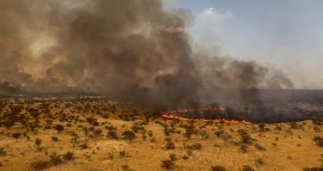 Blazing flames: An active fire ravaging through an area in Omusati region.

(PHOTO: Max Henrich) NAMPA