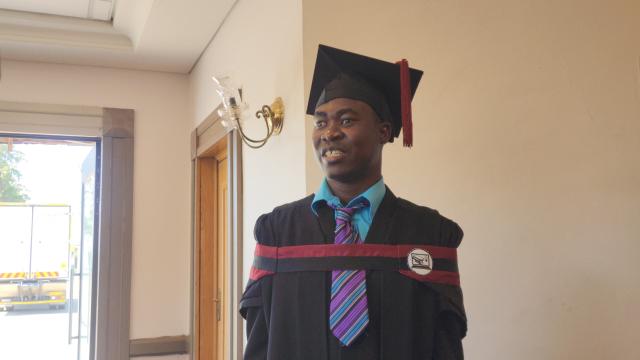 WINDHOEK, 08 OCTOBER - Unam visually impaired graduate Josua Amukwaya. (Photo: Molly Weyulu) NAMPA 