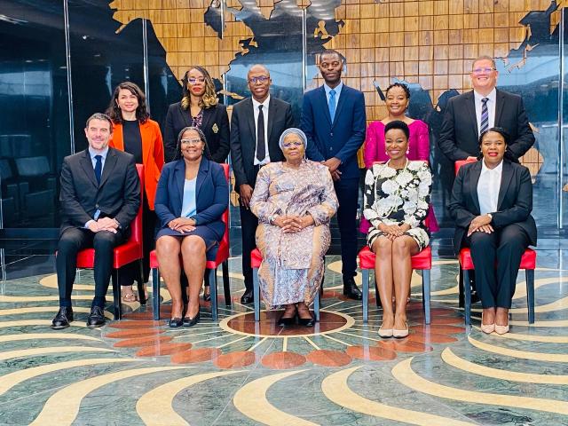 WINDHOEK, 09 October 2025 - President Netumbo Nandi-Ndaitwah pictured with Multi-Choice executives during a State House courtesy visit. (Photo by: Eba Kandovazu) NAMPA