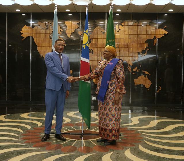 WINDHOEK, 10 OCTOBER 2025 - Botswana President Duma Boko (L) and President Netumbo Nandi Ndaitwah (R) at the conclusion of the second session of Namibia and Botswana Bi-National Commision at state house (Photo: Contributed) NAMPA