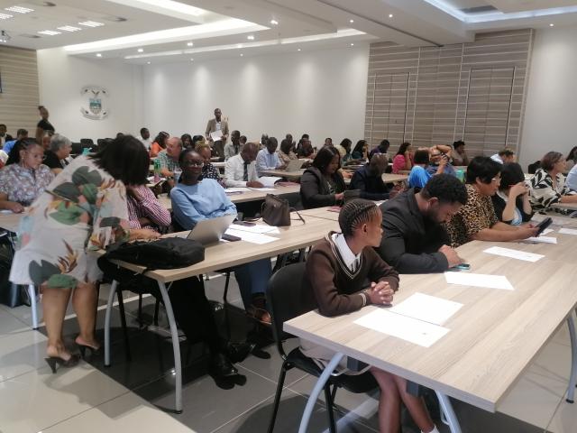 OTJIWARONGO, 13 October 2025 - A section of school principals in the Otjozondjupa Region, learners and education experts who gathered on Monday morning at Otjiwarongo to discuss and analyse the Draft Bill of the teaching profession in Namibia. (Photo by: Mulisa Simiyasa) NAMPA 