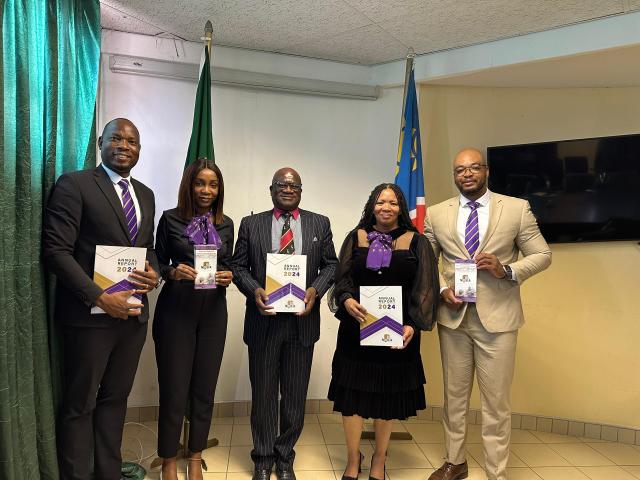 RUNDU, 13 October 2025 - Governor of the Kavango East Region Hamunyera Hambyuka (middle) with the Namibia Depositors Guarantee Authority team at Rundu on Monday. (Photo: Contributed) NAMPA 