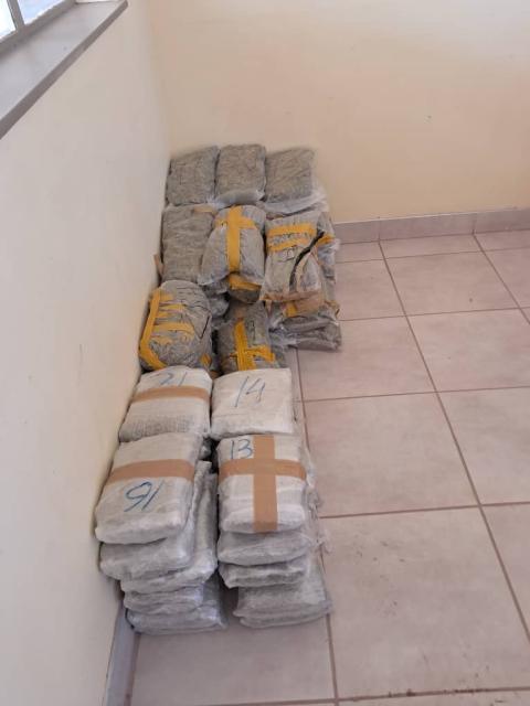 WINDHOEK, 20 OCTOBER 2025 - A large quantity of cannabis and mandrax tablets discovered at the Ariamsvlei Border Post. (Photo: Contributed) NAMPA 