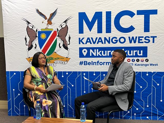 NKURENKURU, 20 October 2025 - Kavango West Governor, Verna Sinimbo, pictured during a live discussion on World Food Day event preparations for the Government Information Centre (GIC) at MICT Kavango West on Monday. (Photo by: Lylie Joel)
NAMPA