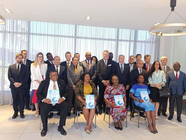 Windhoek, 22 October 2025 - (L-R) Deputy Minister of International Relations and Trade, Jenelly Matundu, Minister of International Relations and Trade, Selma Ashipala-Musavyi, Executive Director of the Ministry of International Relations and Trade Ndiitah Nghiipondoka-Robiati with stakeholders at the the launch of the MIRT strategic plan. (Photo: Negumbo Ali) Nampa
