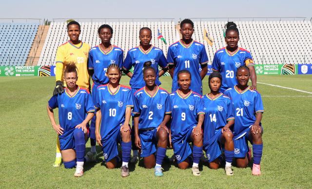 WINDHOEK, 22 October 2025 – Namibia’s senior women’s national football team, the Brave Gladiators, poses for a pictures at Dobsonville Stadium in Johannesburg, South Africa ahead of their first-leg encounter of the 2026 Confederation of African Football (CAF) Women’s Africa Cup of Nations qualifiers against the Copper Queens of Zambia. Namibia lost the match 2-4. (Photo: contributed) NAMPA
