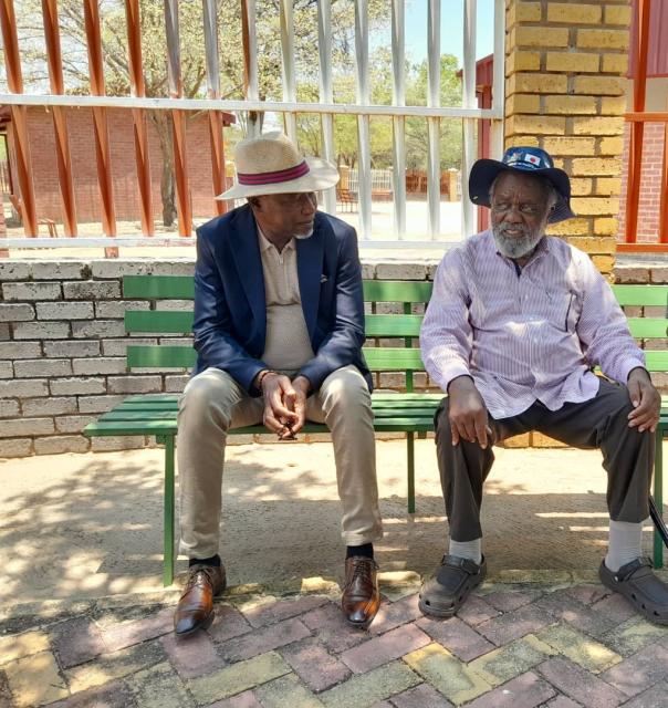 OKANGHUDI, 24 October 2025 - Oshikoto Governor Sacky Kathindi pictured with former President Hifikepunye Pohamba at Okanghudi in the Ohangwena Region. (Photo by: Max Henrich) NAMPA