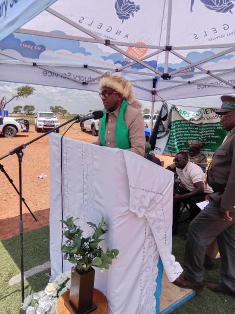 AMINUIS, 25 October 2025 - Ovambanderu Chief Tjozohongo II Nguvauva pictured during the commemoration of the Ovambanderu community’s forced migration from concentration camps to Aminuis. (Photo by: Zebaldt Ngaruka) NAMPA