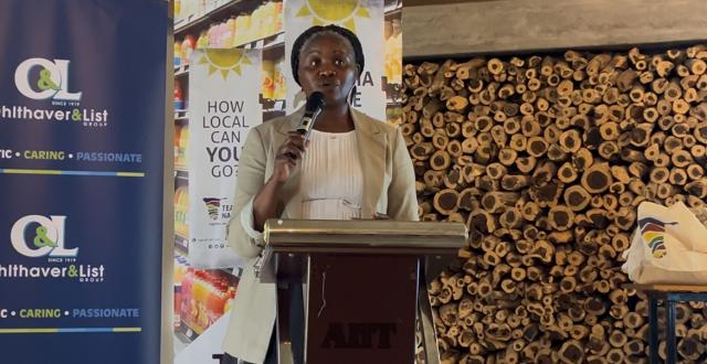 WINDHOEK, 04 November 2025 - Executive" Competitiveness and Branding at the Namibia Investment and Promotion Board, Margareth Gustavo, speaks at the Team Namibia annual general meeting. (Photo by: Justina Shuumbwa) NAMPA