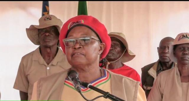 SINGALAMWE, 07 November 2025 - Georgina Mwiya the Coordinator of the former PLAN Combatants Association in the Zambezi Region speaking at the memorial service of the late Office Chisozu on Friday at Singalamwe sports field.

(Photo: Contributed) NAMPA