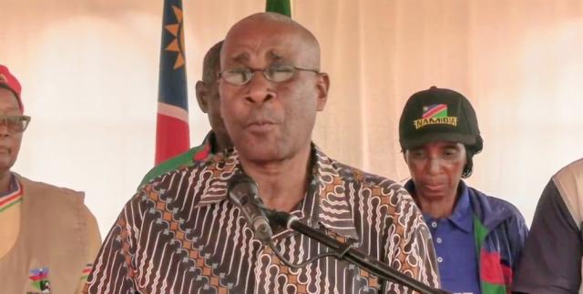 SINGALAMWE, 07 November 2025 -  Former Zambezi Governor, Lawrence Sampofu delivers a message of condolences from the Swapo Party Secretary General, Sophia Shaningwa at Singalamwe at the memorial service of the late Lieutenant Colonel, Office Chisozu who was buried on Saturday at Kamenga Shrine in the Kongola Constituency of the Zambezi Region.

(Photo: Contributed) NAMPA
