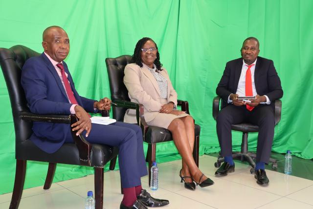 OTJIWARONGO, 14 November 2025 - Otjozondjupa regional leadership spearheading organisations of the 2025 World Aids Day commemorations in Otjiwarongo. From left - Otjozondjupa Regional Health Director, Gebhardo Timoteus, Otjozondjupa Regional Council acting chief regional officer, Wilma Guriras and senior information officer, Elago Shipanga of the Ministry of Information and Communication Technology (MICT) Otjozondjupa Regional Office. (Photo by: Mulisa Simiyasa) NAMPA