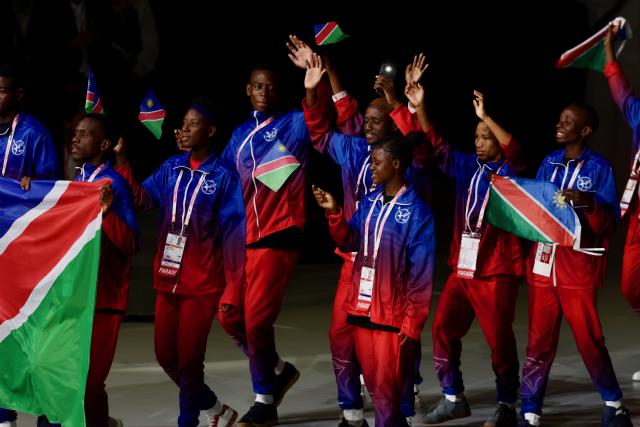 TOKYO, 15 November 2025 - Namibian athletes with hearing impairments parading the national flag during the opening ceremony of the 25th edition of the Deaflympics Summer Games at the Tokyo Metropolitan Gymnasium in Tokyo, Japan. (Photo by: Hesron Kapanga) NAMPA