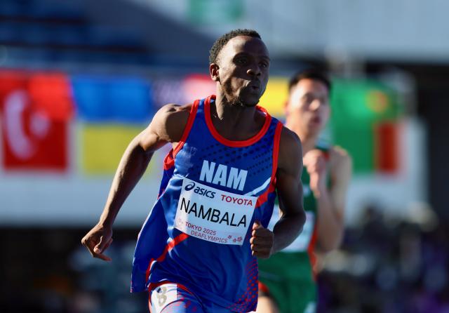 TOKYO, 17 November 2025 - Namibian sprinter with a hearing impairment Nghihupwamunhu Tomas Nambala while in action at the Komazawa Olympic Park General Sports Ground Athletic Field in Tokyo, Japan during the 400m heats at the 2025 Deaflympic Games. (Photo by: Hesron Kapanga) NAMPA 