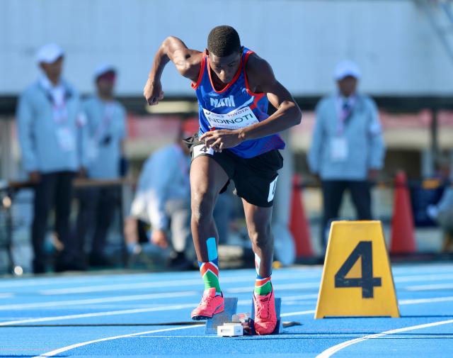 TOKYO, 17 November 2025 - Namibian sprinter with a hearing impairment Shitaleni Abraham Ndinoti while in action at the Komazawa Olympic Park General Sports Ground Athletic Field in Tokyo, Japan during the 400m heats at the 2025 Deaflympic Games. (Photo by: Hesron Kapanga) NAMPA