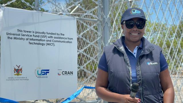 OSHAKATI,18 November 2025- The minister of Information and Communication Technology Emma Theofilus during the launch of the Universal Service Fund Tower in Epinga, Ohangwena region. (photo: Contributed) NAMPA