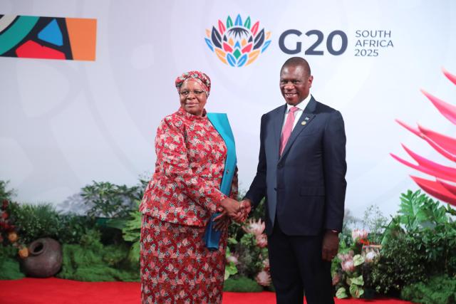 JOHANNESBURG, 22 NOVEMBER 2025 - President Netumbo Nandi-Ndaitwah (L) and Vice president of South Africa Paul Mashatile (R) during the G20 summit in Johannesburg (Photo: Contributed)