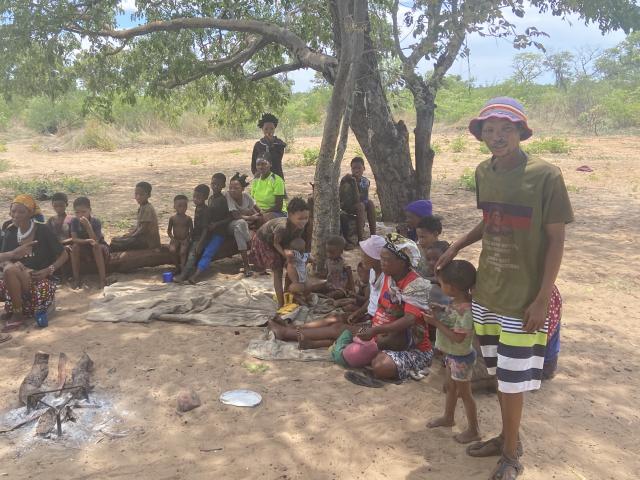 ||NHOMA, 24 November 2025 - Kommsa Kaesie pictured together with some of his family members at ||Nhoma. (Photo by: Edward Tenete) NAMPA