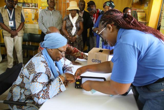 WINDHOEK, 26 November 2025 - President Netumbo Nandi-Ndaitwah was amongst the early birds that casted thier votes at the Emma Hoogenhout Primary School polling station in the Windhoek West constituency on Wednesday during the Regional Council and Local Authority elections. (Photo: Contributed) NAMPA.