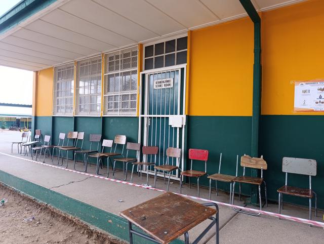 WINDHOEK, 26 November 2025 - Empty chairs pictures at a polling stations in Windhoek. (Photo by: Ali Negumbo) NAMPA 