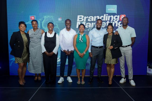 WINDHOEK, 08 December 2025 - MTC content creator winners, alongside MTC Chief of Brand, Marketing, Communications, and Sustainability Tim Ekandjo at the official launch of the 2026 MTC Branding and Marketing Indaba in Windhoek. (Photo: Contributed) 
