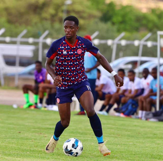 WINDHOEK, 13 December 2025 - African Stars midfielder, Jackson Eliakim while in action against UNAM during Round 12 of the Namibia Premier Football League at the UNAM Stadium. The game ended 1-1 extending UNAM's unbeaten run to 12 matches during the 2025/26 Premier League  Season. (Photo by: Hesron Kapanga) NAMPA