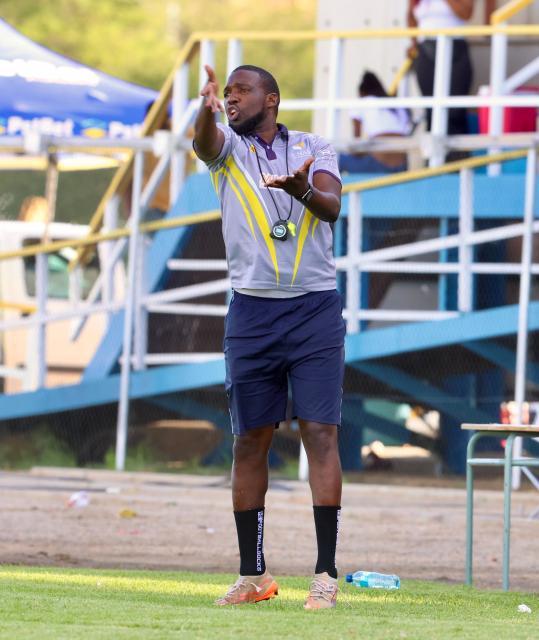 WINDHOEK, 13 December 2025 - UNAM Football Club assistant coach Willem Mwedihanga during Round 12 of the Namibia Premier Football League match against African Stars at the UNAM Stadium. The game ended 1-1 extending UNAM's unbeaten run to 12 matches during the 2025/26 Premier League  Season. (Photo by: Hesron Kapanga) NAMPA