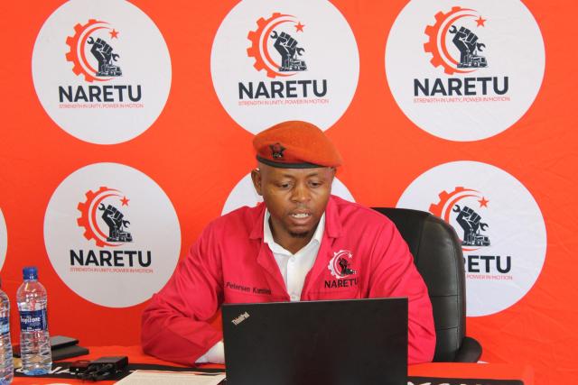 WINDHOEK, 18 December 2025 - The Namibian Revolutionary Transport and Manufacturing Union’s head, Petersen Kambinda pictured during the union’s end-of-year press conference in Windhoek. (Photo: Contributed)