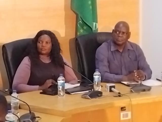 KATIMA MULILO, 13 January 2026 - Deputy Minister of Agriculture, Fisheries, Water and Land Reform Ruthy Masake speaking at the first Zambezi regional youth Indaba here on Tuesday afternoon. She is flanked by Acting Regional Governor and Kabbe North Constituency Councillor, Bernard Sisamu.
(Photo: Michael Mutonga Liswaniso) NAMPA