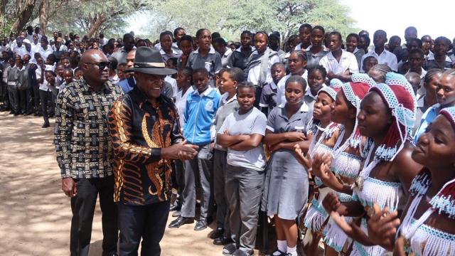 MPUNGU, 23 January 2026 - Prime Minister Elijah Ngurare pictured during stopover visit at Himarwa Ithete Secondary School.(Photo: Contributed) NAMPA 