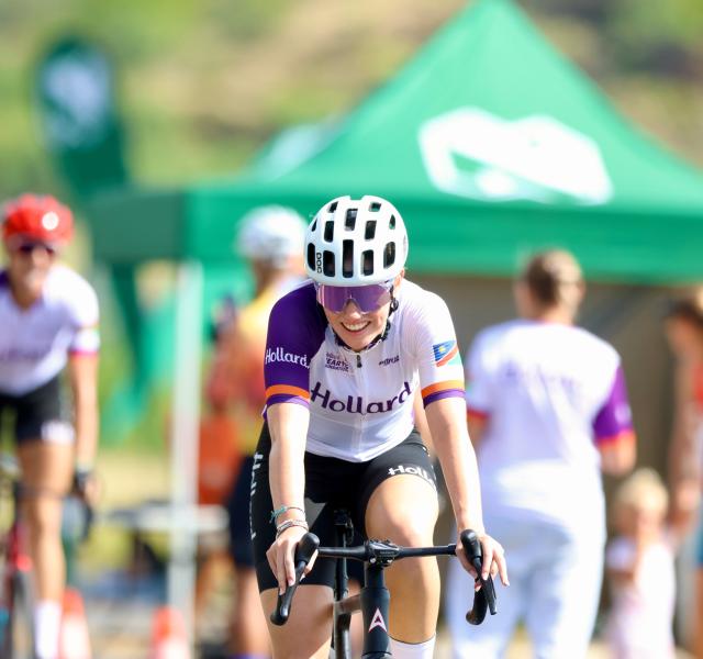 WINDHOEK, 25 January 2026 – Junior female cyclist Delsia Janse van Vuuren while in action during round three of Nedbank Namibia Windhoek Power Pedal (WPP) 3 Döbra Loops. (Photo by: Hesron Kapanga) NAMPA