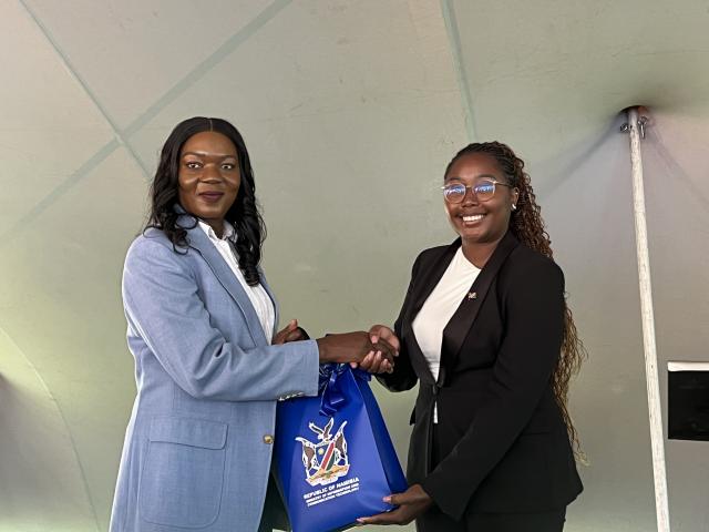 WINDHOEK, 26 January 2026 -  MICT Minister Emma Theofelus and Executive Director of MICT, Linda Nakale at the year-opening staff engagement in Windhoek. (Photo by: Justina Shuumbwa) NAMPA