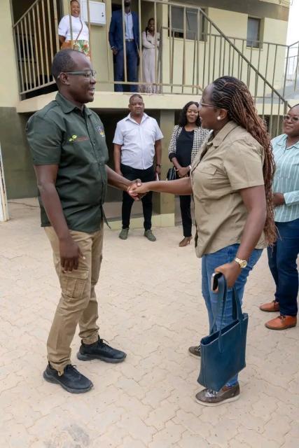 OPUWO, 28 JANUARY 2026- Minister of Information and Communication Technology Emma Theofelus and Kunene Regional Governor Vipuakuje Muharukua at the Governor’s Office in Opuwo during her three-day working visit to the region. (Photo: MICT) NAMPA 