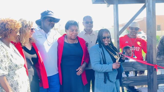 SWAKOPMUND, 30 January 2026 - Swakopmund Mayor Suamma Kautondokwa, other members of the council as well as NAKOPA Project Manager Janina Brendel inaugurated the Meeting Island prototype at Hanganeni Park, designed as a shared public space that promotes community interaction, learning and inclusive use. (Photo by: Isabel Bento) NAMPA