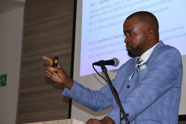 OTJIWARONGO, 30 January 2026 - Otjozondjupa Education Director, Gerhard Ndafenongo, speaks at the 2026 annual education conference at Otjiwarongo. (Photo by: Mulisa Simiyasa) NAMPA