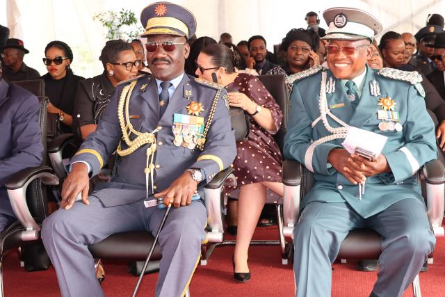WINDHOEK, 07 February 2026 - Inspector general of the Namibian police Joseph Shikongo and Commissioner General of the correctional service Raphael Amunyela at the Remembrance Ceremony in honour of the late presidens.(Photo: Ali Negumbo)NAMPA