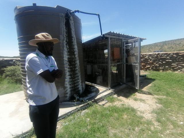 FRANSFONTEIN, 09 February 2026 - The desalination water pump system installed through efforts of the Environmental lnvestment Fund (EIF) and Ministry of Agriculture, Fisheries, Water and Land Reform at Petrusfontein in the Fransfontein area of the Kunene Region. (Photo by: Mulisa Simiyasa) NAMPA 
