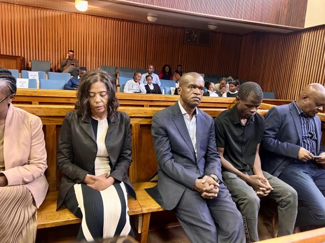 Windhoek, 12 February 2026- Former Namcor Managing Director Immanuel Mulunga pictured in the Windhoek High Court with co-suspects. (Photo by Eba Kandovazu). NAMPA
