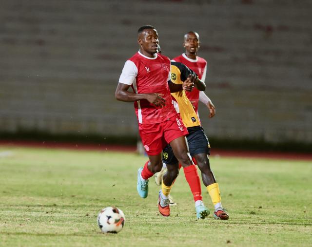 WINDHOEK, 20 February 2026 - African Stars defensive midfielder Ronald Ketjitjere while in action against Mighty Gunners during round 19 of the Namibia Premier Football League (NPFL) at the Independence Stadium. African Stars secured a 1-0 victory over Mighty Gunners in a high-stakes clash between defending champions African Stars and Mighty Gunners, who entered the encounter separated by a single point in second and third place, respectively. (Photo by: Hesron Kapanga) NAMPA