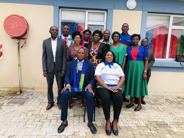 NKURENKURU, 21 February 2026- SWAPO party Regional Coordinator Elina Magano Diparo with the eight districts coordinators at the Nkurenkuru Swapo party regional office on Friday.

(Photo: Lylie Joel)
NAMPA