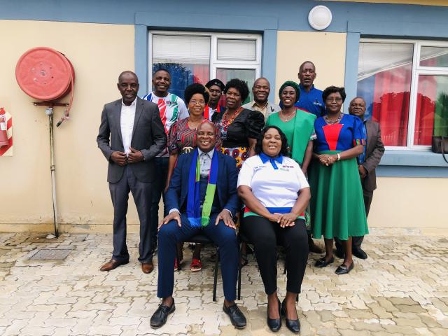 NKURENKURU, 21 February 2026- SWAPO party Regional Coordinator Elina Magano Diparo with the eight districts coordinators at the Nkurenkuru Swapo party regional office on Friday.

(Photo: Lylie Joel)
NAMPA