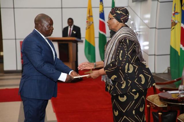 WINDHOEK, 23 FEBRUARY 2026 - President Netumbo Nandi-Ndaitwah appointed retired Wing Commander Alex Tukuhupwele as Namibia’s High Commissioner-Designate to India during a ceremony at the state house, which was attended by notable political figures on Monday. (Photo: Contributed) NAMP.
